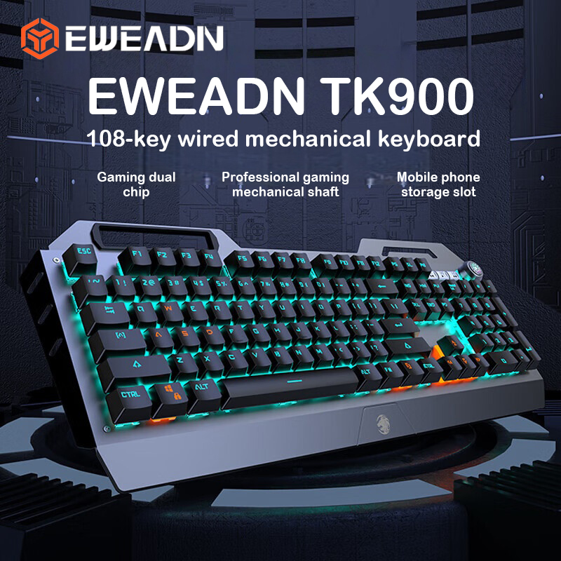 Keyboard Gaming Mac - EWEADN TK900 Mechanische Tastatur, USB-C, wiederaufladbar,
