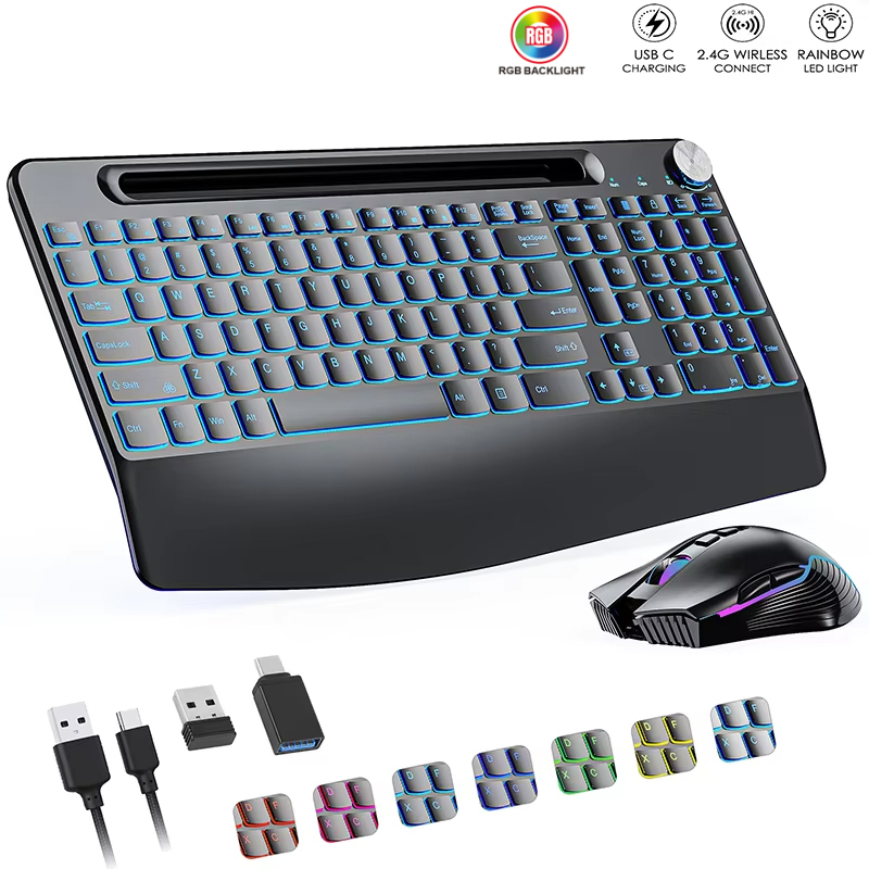 Gaming Keyboard Mouse Combo - 2,4 G & Typ-C kabellose Tastatur-Maus-Kombination