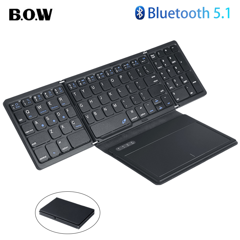 Gaming Keyboard Budget - BOW faltbare Bluetooth-Tastatur mit Touchpad-Tasche, zusammenklappbare
