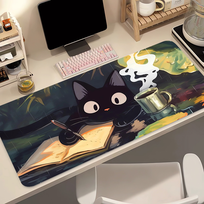 Gaming Keyboard And Mouse Pad - Kawaii Black Cat Silikon Soft Gaming