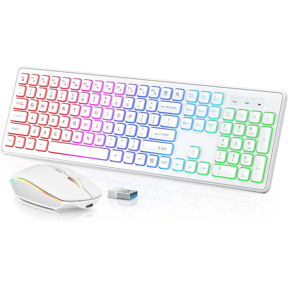Gaming Keyboard Mouse Combo - Kabellose Tastatur und Maus mit Hintergrundbeleuchtung,