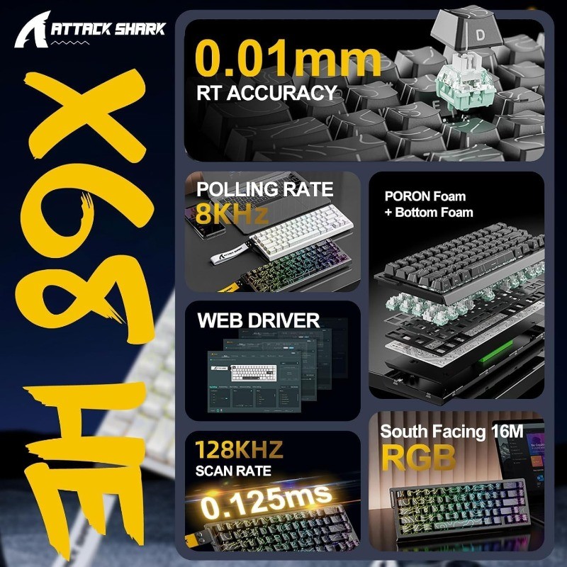 ATTACK SHARK X68 HE 8000Hz Rap – Keyboard Gaming Mac Bewertung und Preis