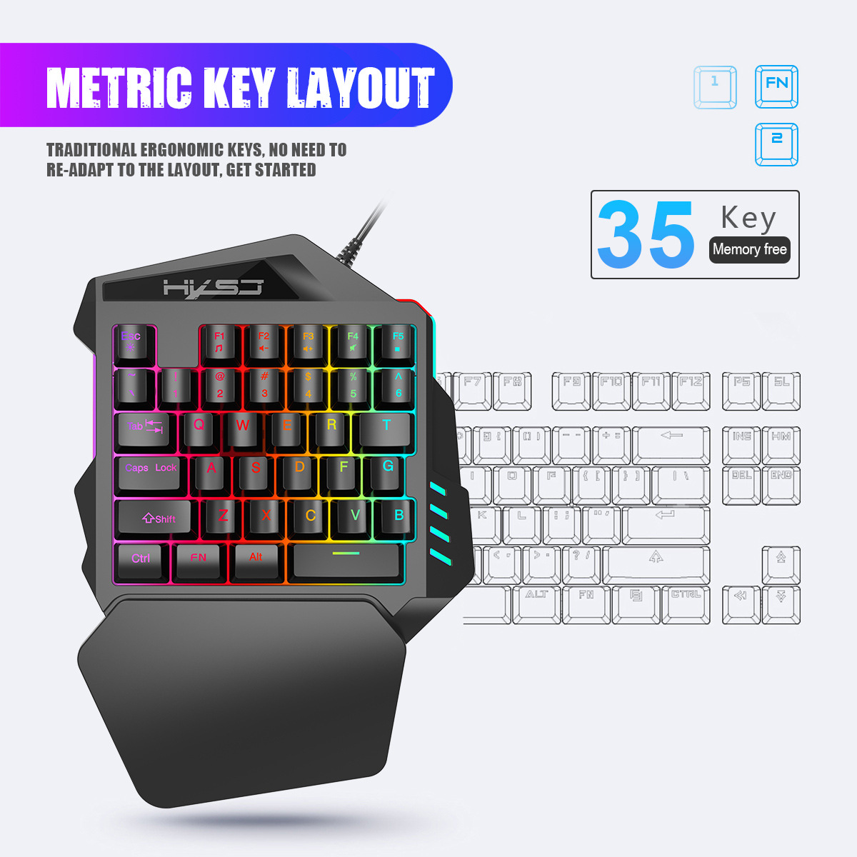 35-Tasten-Film-Bunte Einhändig – Gaming Keyboard And Mouse For Xbox Bewertung und Preis